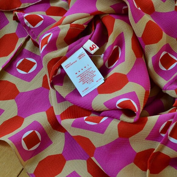Marni Geometric Printed Silk Dress Pink NWT Size 40 US XS/S - Picture 12 of 12
